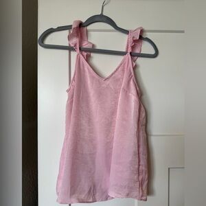 Lauren Conrad Women’s Shimmery Satin Lined Ruffle Strap Tank Top